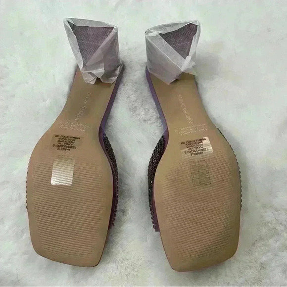 Steve Madden Purple Rhinestone Block Heel Slides Size 7.5 Retro 90s Hoco Bling - Picture 9 of 16